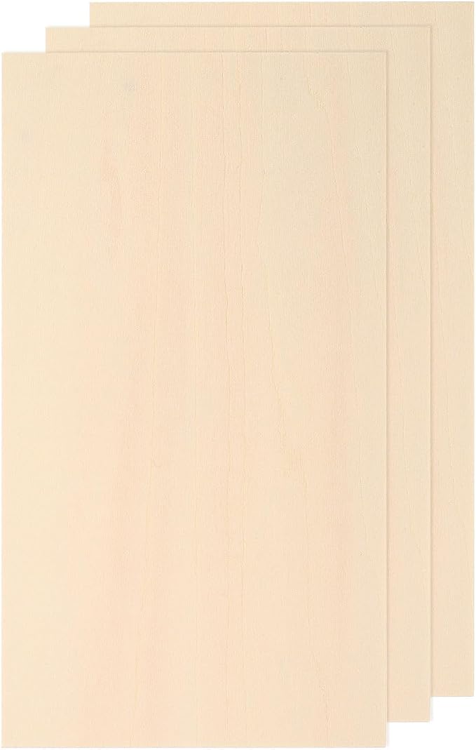 MECCANIXITY 3 Pcs Basswood Sheets 12 x 8 x 1/16 Inch Unfinished Wood Boards