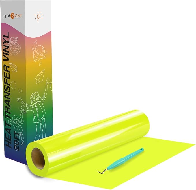 HTVRONT Heat Transfer Vinyl Neon Yellow HTV Rolls, Heat Transfer Vinyl