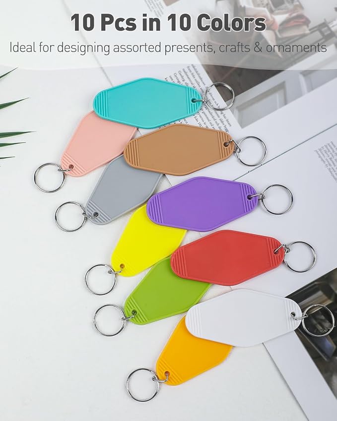 Uniclife 10 Pcs Blank Hotel Keychain Tags, Vintage Motel Keychain