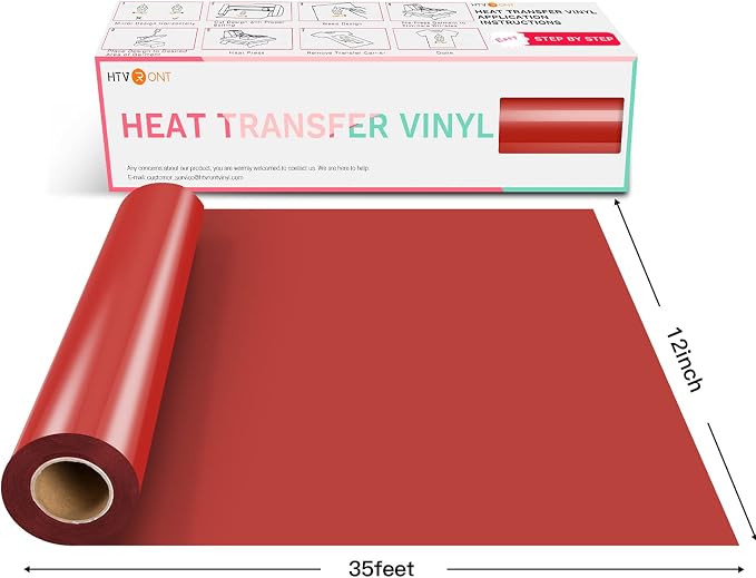 HTVRONT Heat Transfer Vinyl Red HTV Vinyl Rolls