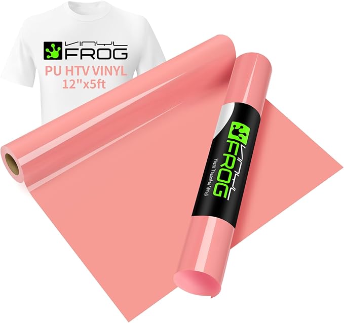 VINYL FROG Coral Heat Transfer Vinyl Roll 12" x5ft Matte HTV Vinyl | Coral Iron