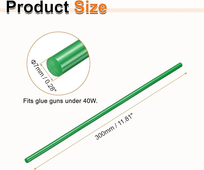 HARFINGTON 10pcs Hot Glue Sticks 0.28" Dia x 11.81" Long EVA Mini Hot Melt
