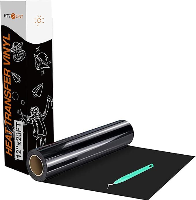 HTVRONT Heat Transfer Vinyl Black HTV Rolls, HTV Vinyl
