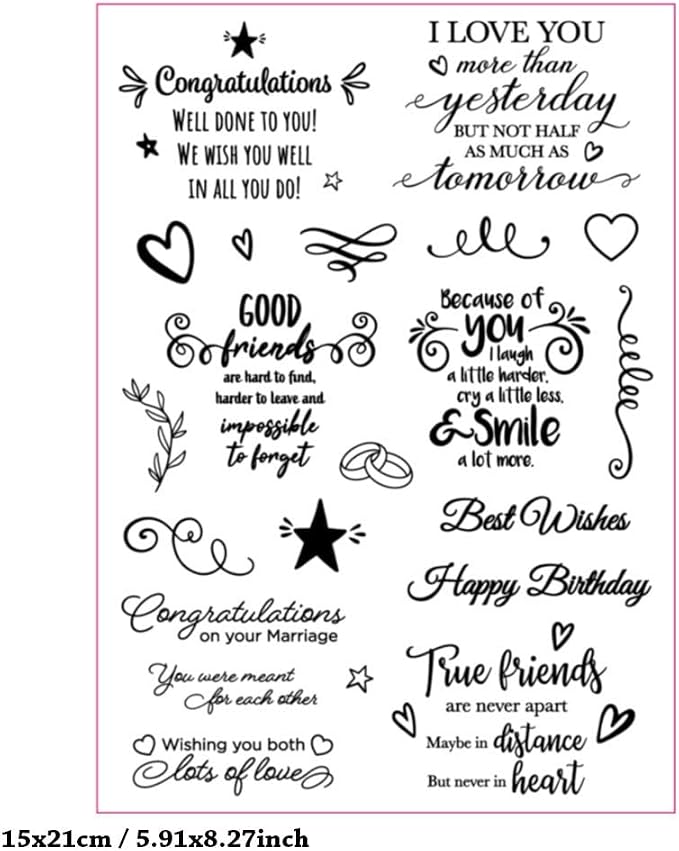 Congratulations Blessing Words Clear Stamps Silicone Stamp Cards