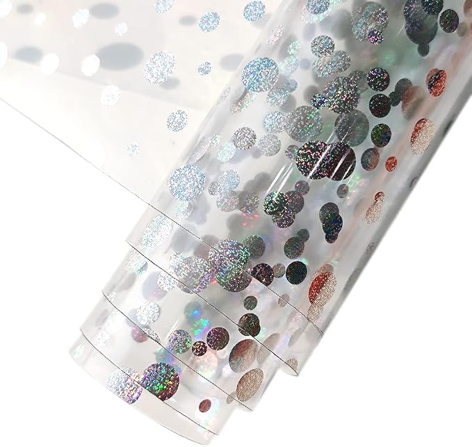 HYANG Transparent Circular PVC Super Clear Holographic Vinyl Faux Leather