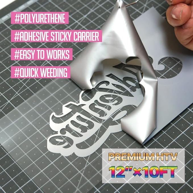 PU Heat Transfer Vinyl 12"×10ft Roll Silver – HTV