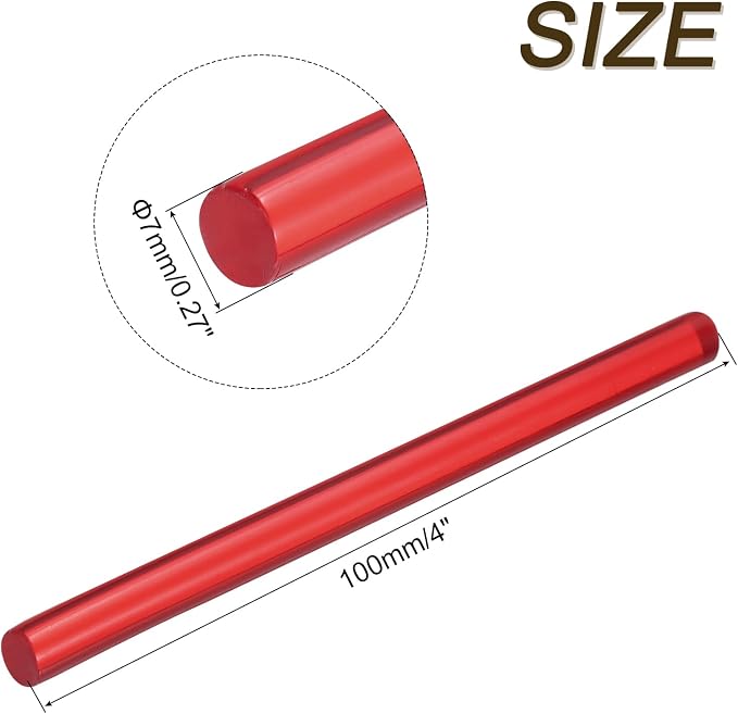 uxcell Mini Hot Glue Sticks for Glue Gun 7mm x 100mm Transparent Dark Red 12pcs