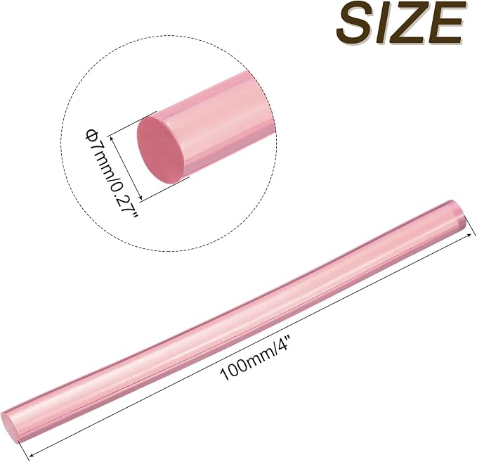 uxcell Mini Hot Glue Sticks for Glue Gun 7mm x 100mm Transparent Pink 12pcs