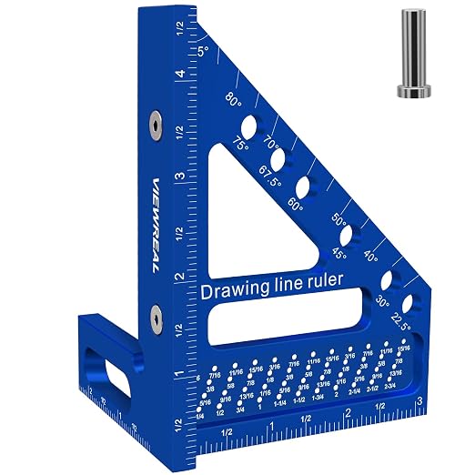 3D Multi-Angle Aluminum Alloy Woodworking Square Ruler, 22.5-90 Degree