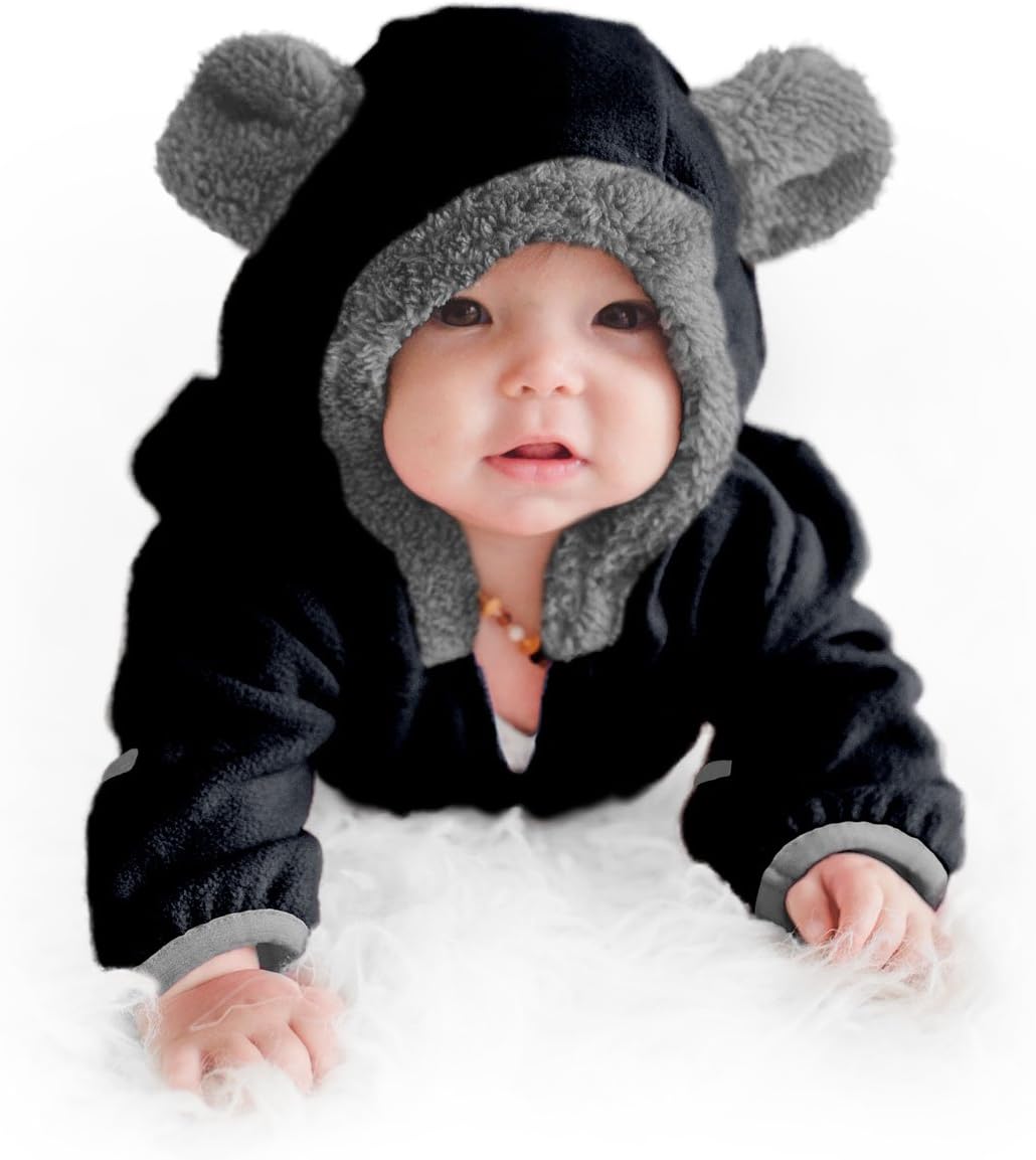 Cuddle Club Fleece Baby Bunting Bodysuit with Hood, Convertible Mittens & Booties, Car Seat Friendly, Soft & Warm, Easy Zip
