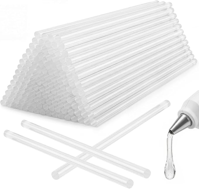 KISEER 100 Pack Clear 0.43 x 11 Inch Full Size Hot Glue Sticks Universal Fit