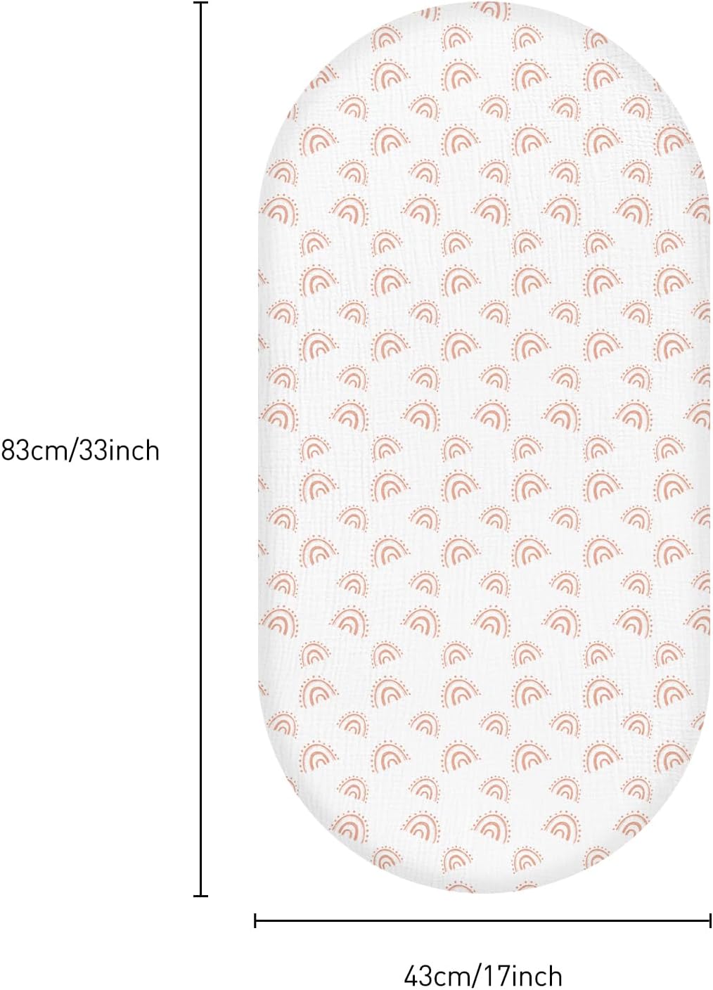Muslin Bassinet Fitted Sheets, 2 Pack for Baby Boy and Girl, Soft Breathable Baby Pad/Mattress Sheet, Fit for Hourglass Oval and Rectangle Bassinet Mattress (Lattice Rainbow)