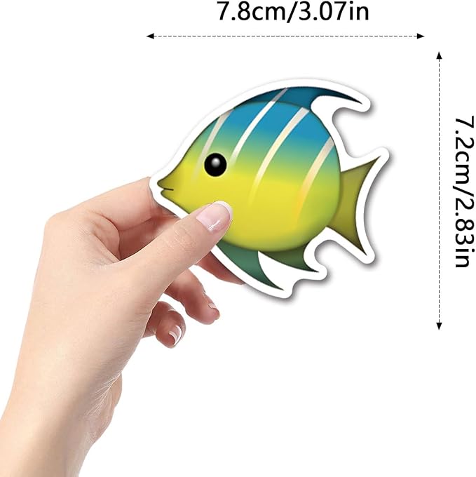 57Pcs Deep Sea Fish Stickers Waterproof Vinyl, Ocean Deepwater Fish Decals