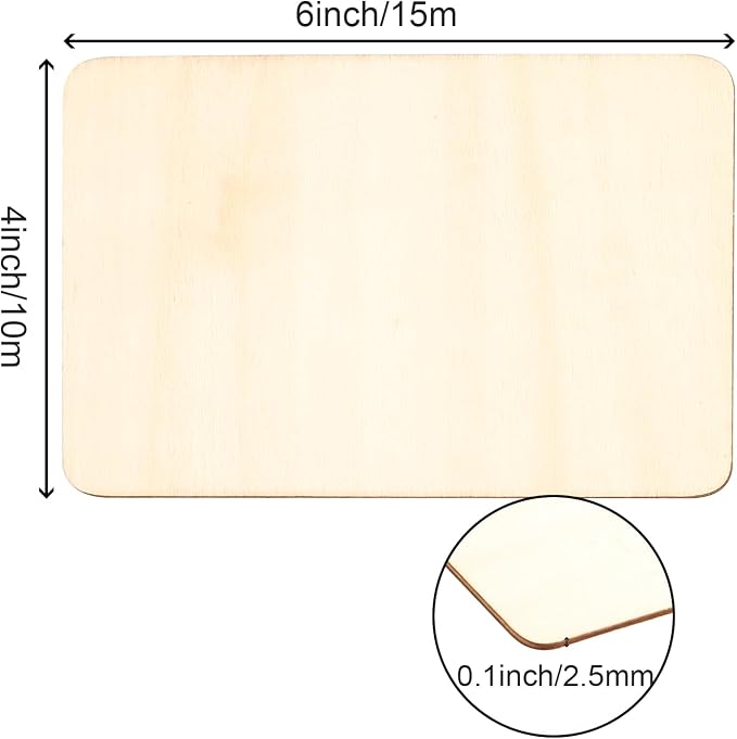 HOIGON 100 PCS Rectangle Unfinished Wood Pieces, 4 x 6 Inch Blank Basswood