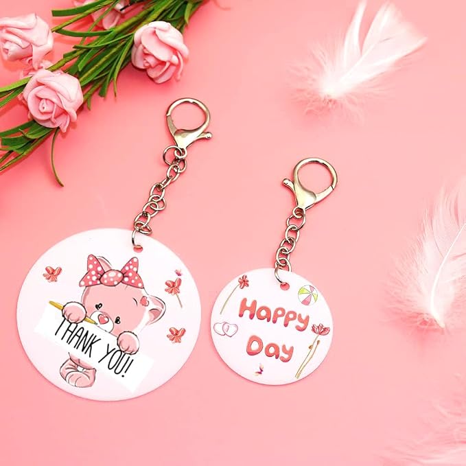 32 Pcs 2.5Inch White Acrylic Keychain Blanks Ornament Blanks