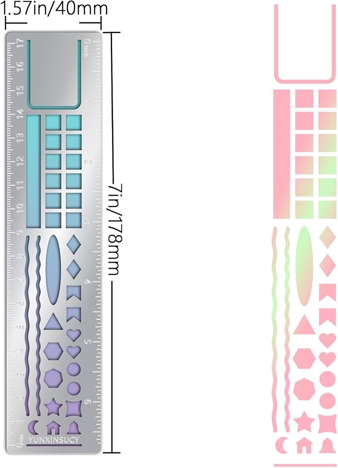 Metal Bookmark Ruler for Journals, Habit Tracker, Drawing Measuring Tools