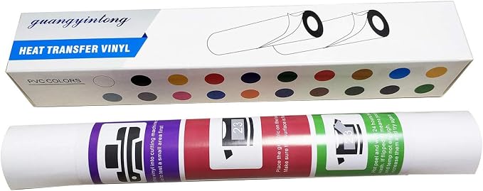 guangyintong Heat Transfer Vinyl White HTV Rolls, Matte Surface