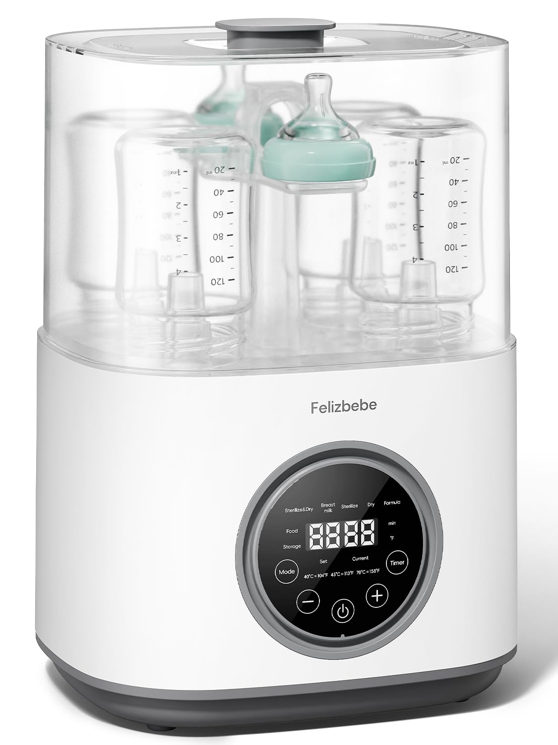 Bottle Sterilizer and Dryer, with Breastmilk Warmer, Large Capacity Baby Bottle Steam Sterilizer and Dryer for Baby Bottles, Pacifiers, Pump Parts, Touch Screen & Auto-Off, Premium Quality (White)