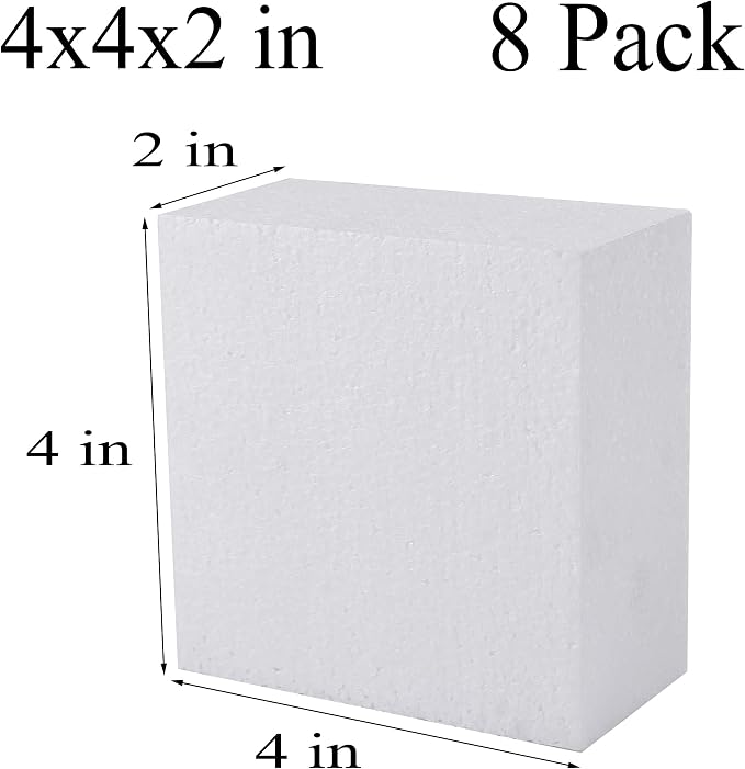 AMZQNART 8pcs 4x4x2in Craft Foam Blocks White