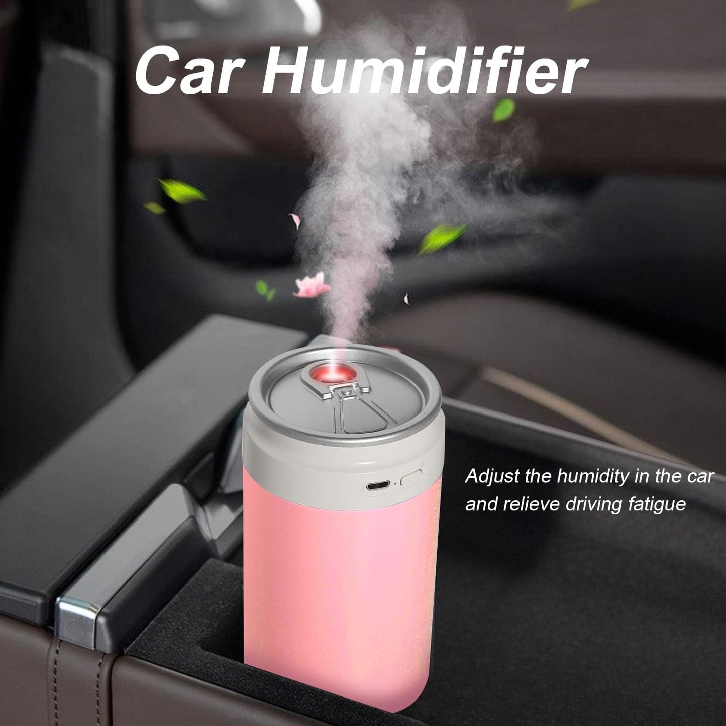 Humidifiers, Humidifier for Bedroom, Can Air Humidifier, Humidifiers for Home and Plants, USB Powered And Battery Powered Portable for Home Office Car Outdoor, 2 Mist Modes, Night Light, Auto-Off