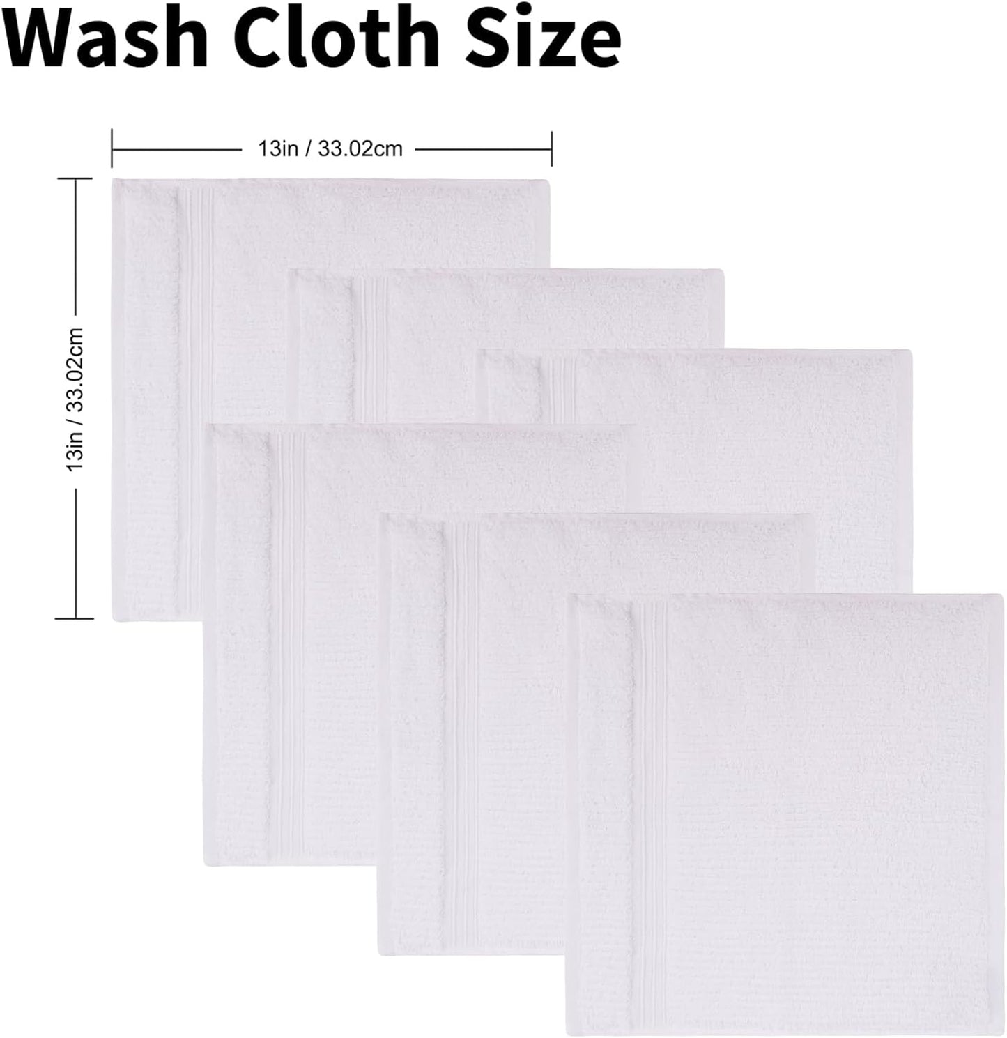 Everplush Youth Style Wash Cloth 6-Piece Combo - Cotton Combined with Microfiber, Strong Absorption, Soft, Fluffy, Skin-Close Cotton, Durable, Multi-Purpose