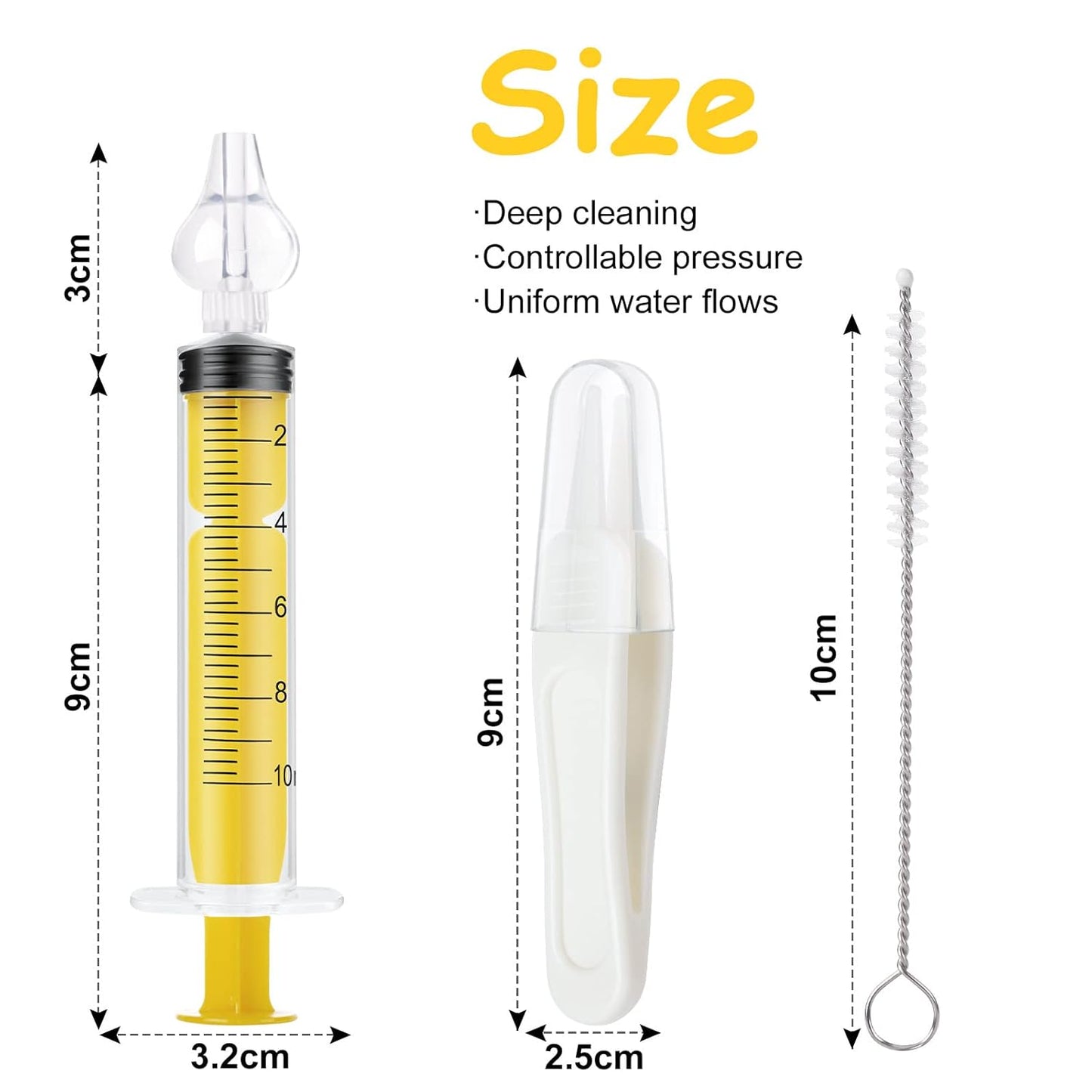 Baby Nasal Irrigator, 4PCS Nasal Syringe for Baby, Syringe Nasal Irrigator with Tweezers & Cleaning Brush, Baby Nasal Aspirator with Silicone Nasal Suction Tips Portable Baby Nasal Syringe