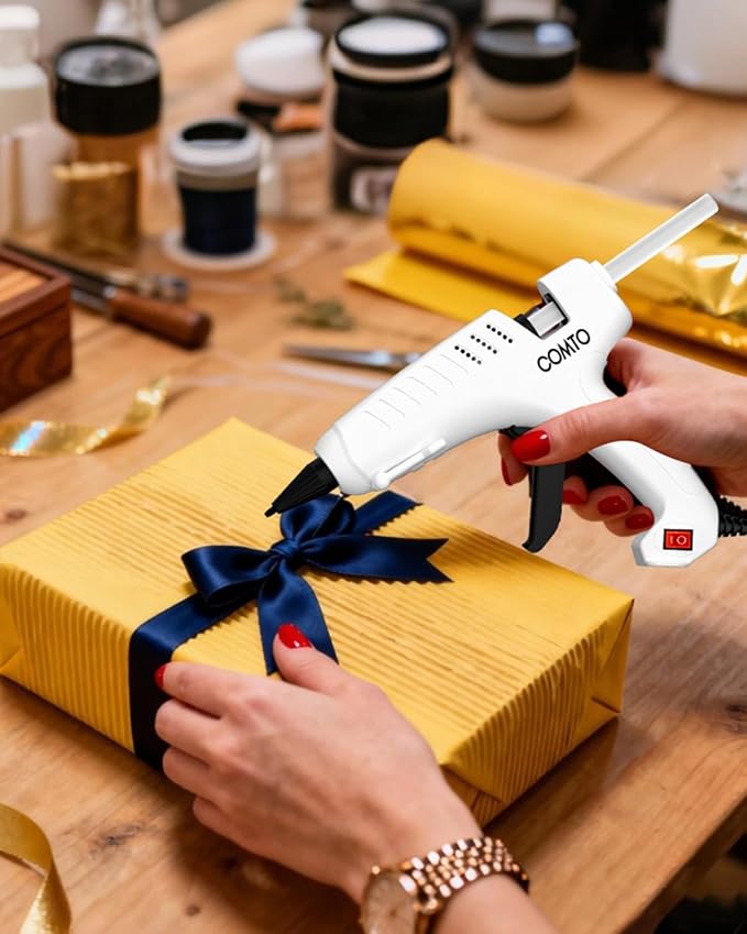 Full Size Hot Glue Gun with 10 Glue Sticks | 80W High-Power Fast Heating