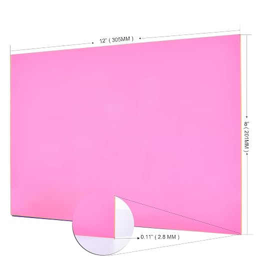 6 PCS Transparent Pink Cast Acrylic Sheets 8" x 12" x 0.118", Plexiglass