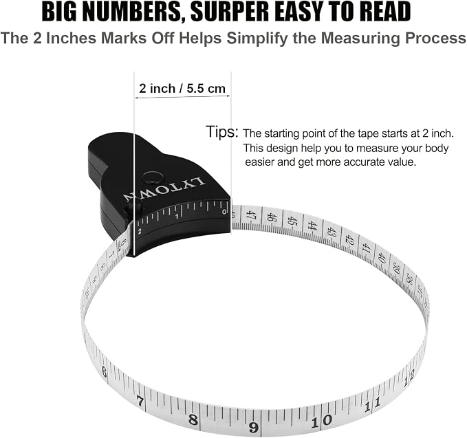 2PCS Tape Measure Body Measuring Tape 60inch, Retractable Measuring Tape