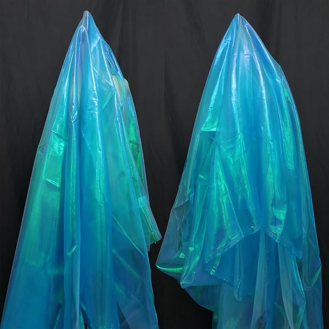 Sky Blue Iridescent Organza Fabric