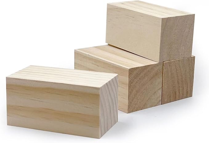 4 Inch Wood for Carving, Rectangular Wooden Blocks for DIY Carving, Large