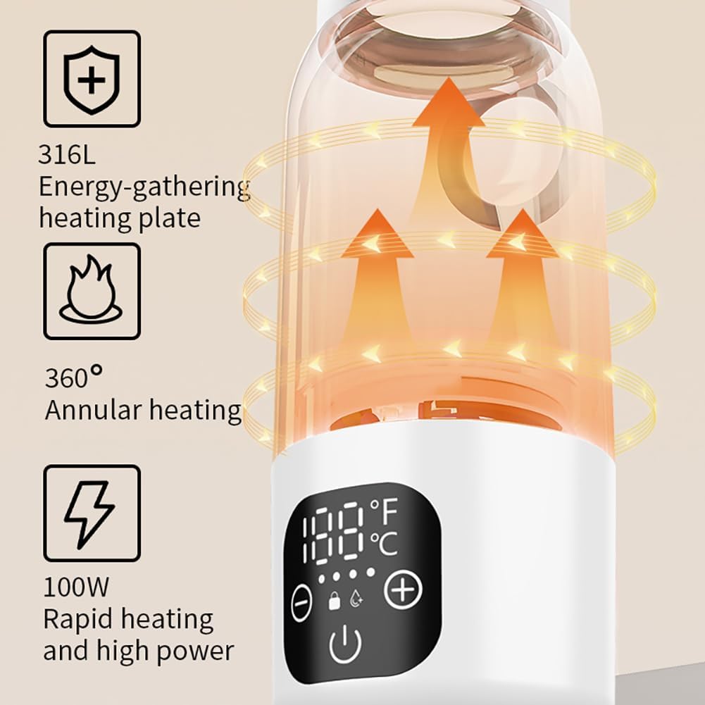 Portable Milk Warmer for Travel, 18.88oz Large Capacity Bottle Fast Breastmilk Water Warmer On The Go with LCD Display for Vehicle, Car, Airplane Journey