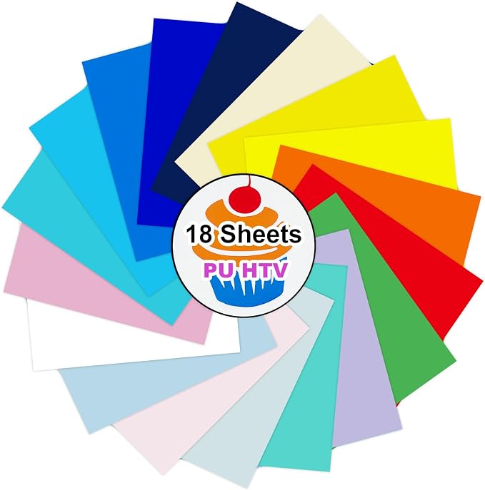Efuncro- Heat Transfer Vinyl Boho Color Sheets 12" x 10" 18 Pack PU Iron-On