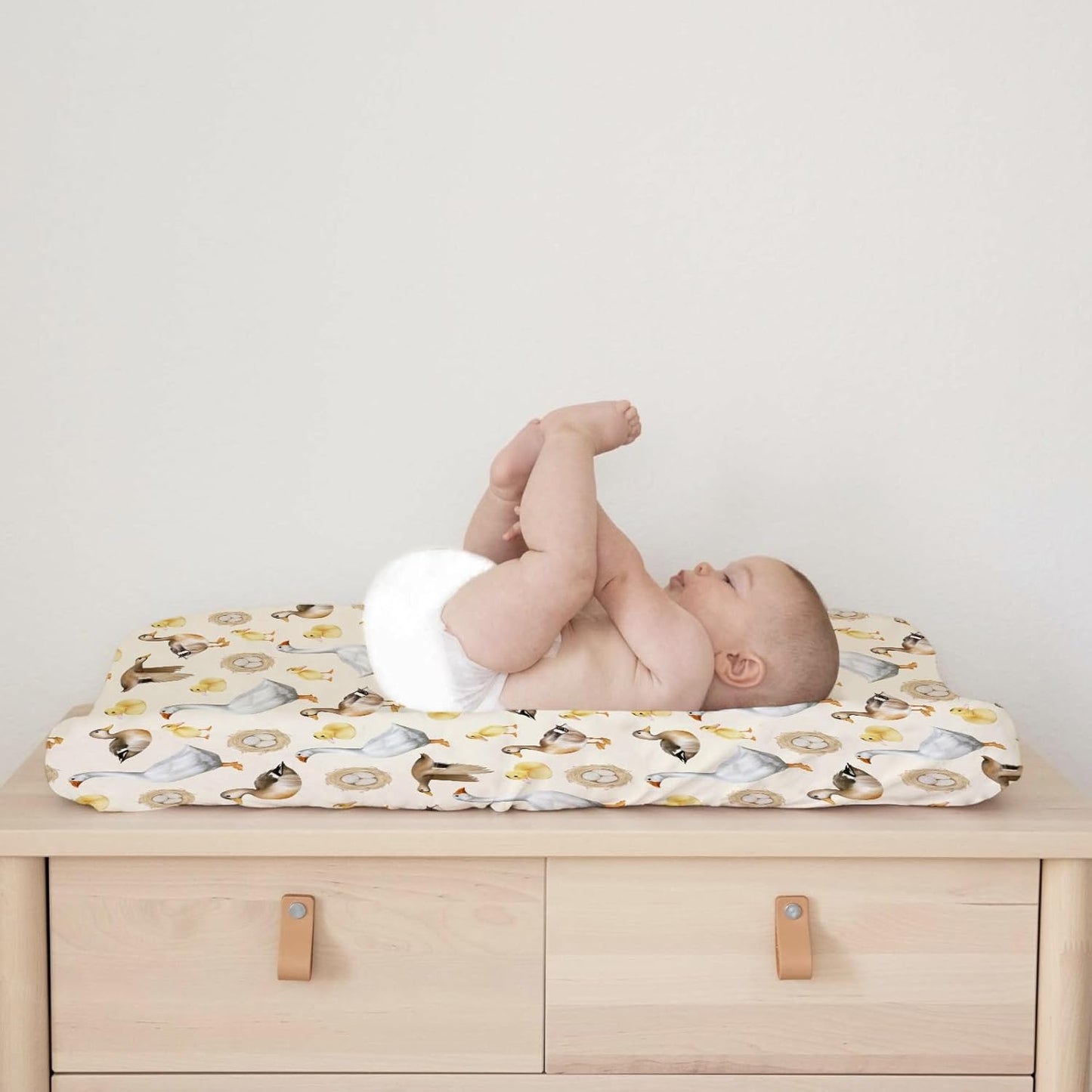 Watercolor Farm Ducks Eggs Baby Changing Pad Covers Wild Ducks Diaper Changing Table Sheets for Boy Girl Farm Animal Life Ultra Soft Breathable Stretchy Fitted Baby Changing Pad Table Mats 32''x16''
