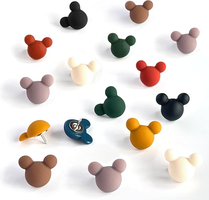 24 Pcs Cute Push pins, Colorful Decorative thumbtacks, Mouse Push pins