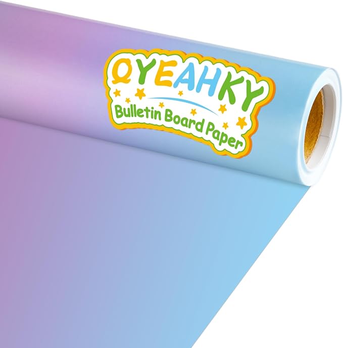 Qyeahkj 17.7in x 20ft Bulletin Board Paper Roll Bulletin Board Background Paper