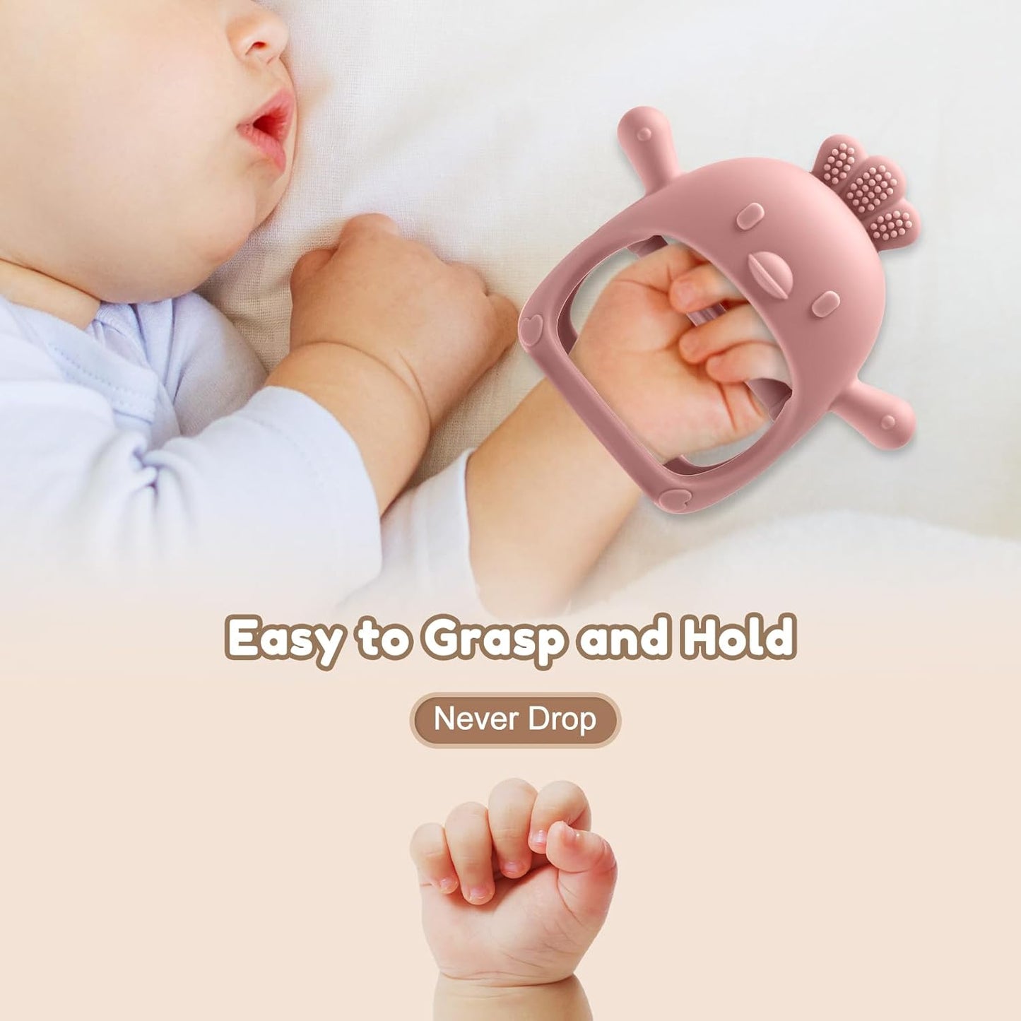 2 Pack Baby Teething Toys for 0-6 6-12 Months, Never Drop Infant Teether Teething Mitten Toys for 0 3 6 9 12 Months, Newborn Soothing Teething Toy Gifts for 1 One Year Old Baby Boys Girls
