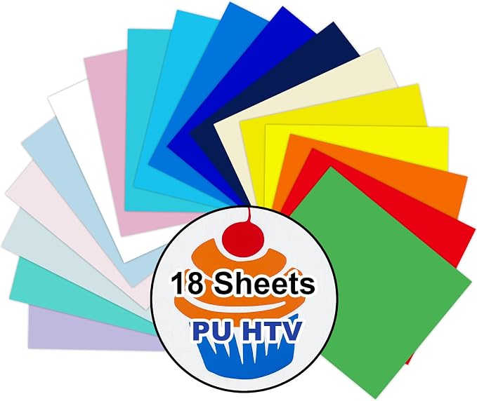 Efuncro- Heat Transfer Vinyl Boho Color Sheets 12" x 10" 18 Pack PU Iron-On
