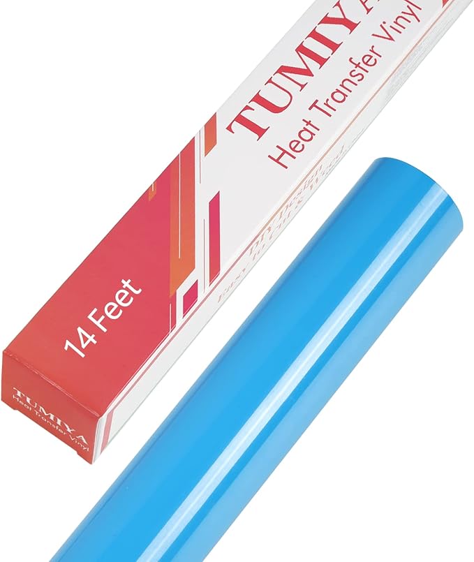 TUMIYA Heat Transfer Vinyl Rolls, Lake Blue Iron on Vinyl 12 Inch X 14 Feet