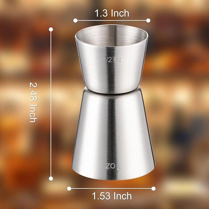 Briout Jigger for Bartending, Flat Edge Silver