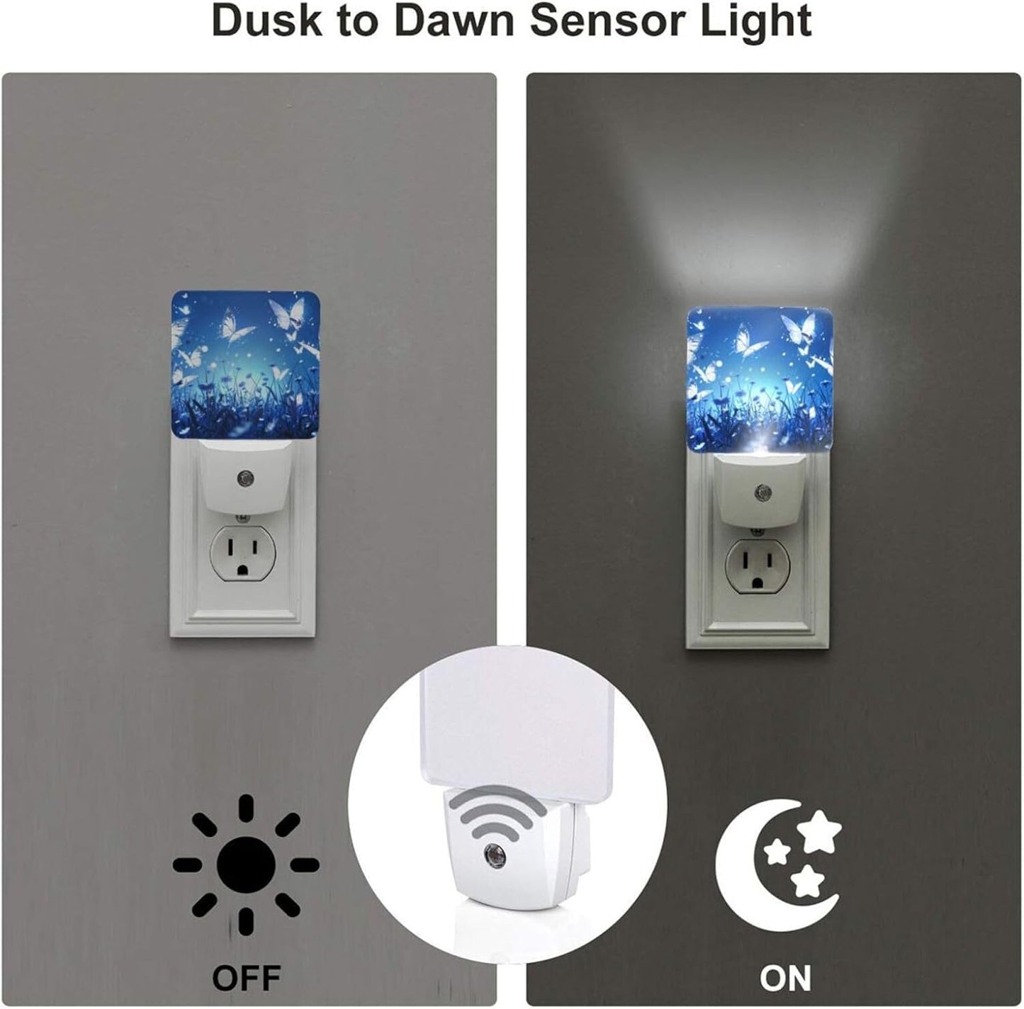 Led Night Light, Night Garden Butterfly Decorative Plug in Nightlights,with Smart Auto Dusk to Dawn Night Light for Bedroom, Kitchen, Nursery, Bathroom