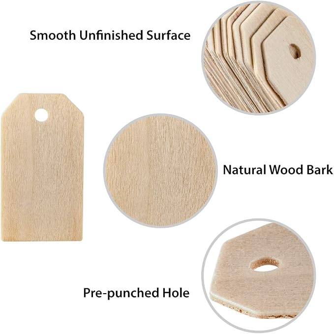 Super Z Outlet 50 Pack Unfinished Natural Wood Rectangle Blank Pieces Wooden