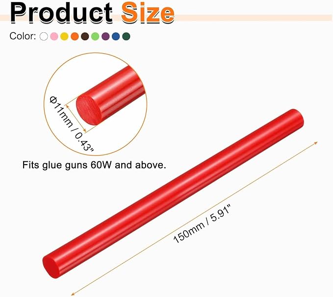 HARFINGTON 10pcs Hot Glue Sticks 0.43" Dia x 5.91" Long EVA Mini Hot Melt
