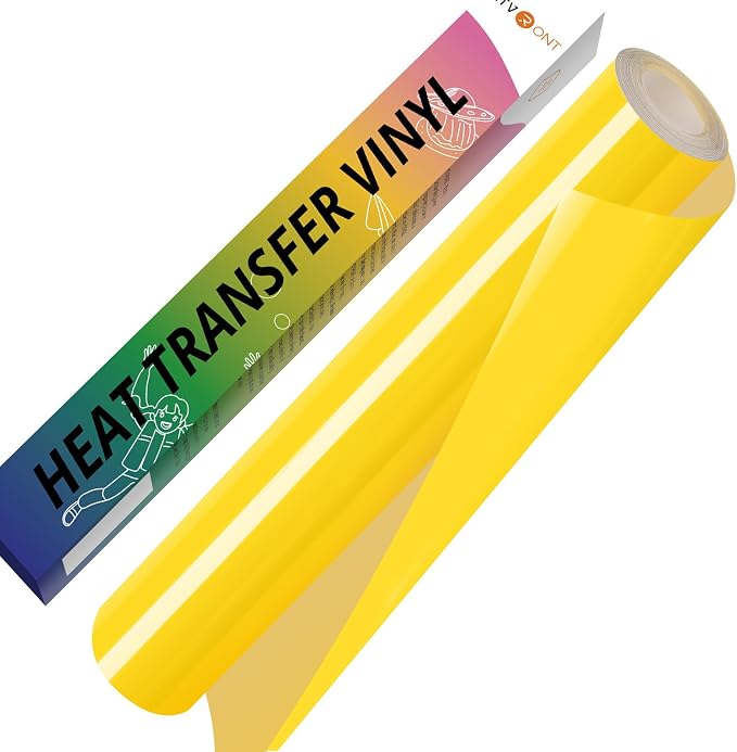 HTVRONT Yellow HTV Vinyl Roll, Heat Transfer Vinyl