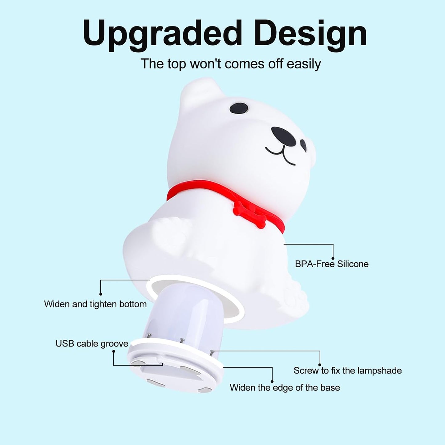Tremdwoto Dog Night Light for Kids,Cute Colorful Night Light with Remote Baby Girl Squishy Night Lights Lamp Puppy Light Dimmable Nursery Lamp Nightlight Gift for Boys and Girls Kawaii Bedroom Decor