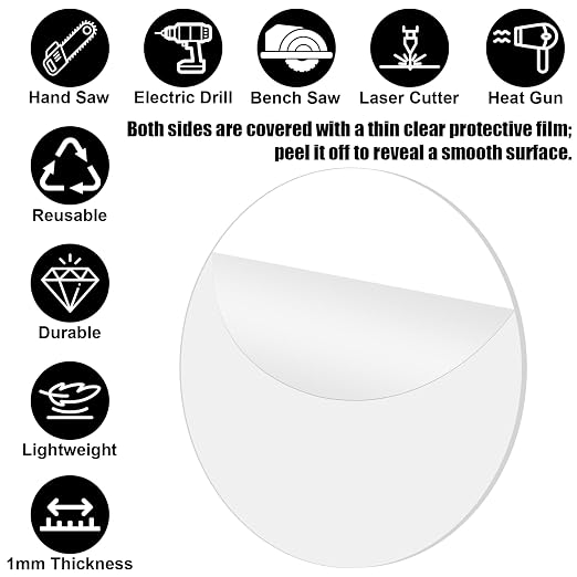30Pcs 1 inch Clear Acrylic Discs Acrylic Circle Blanks | 0.04inch Thick Round