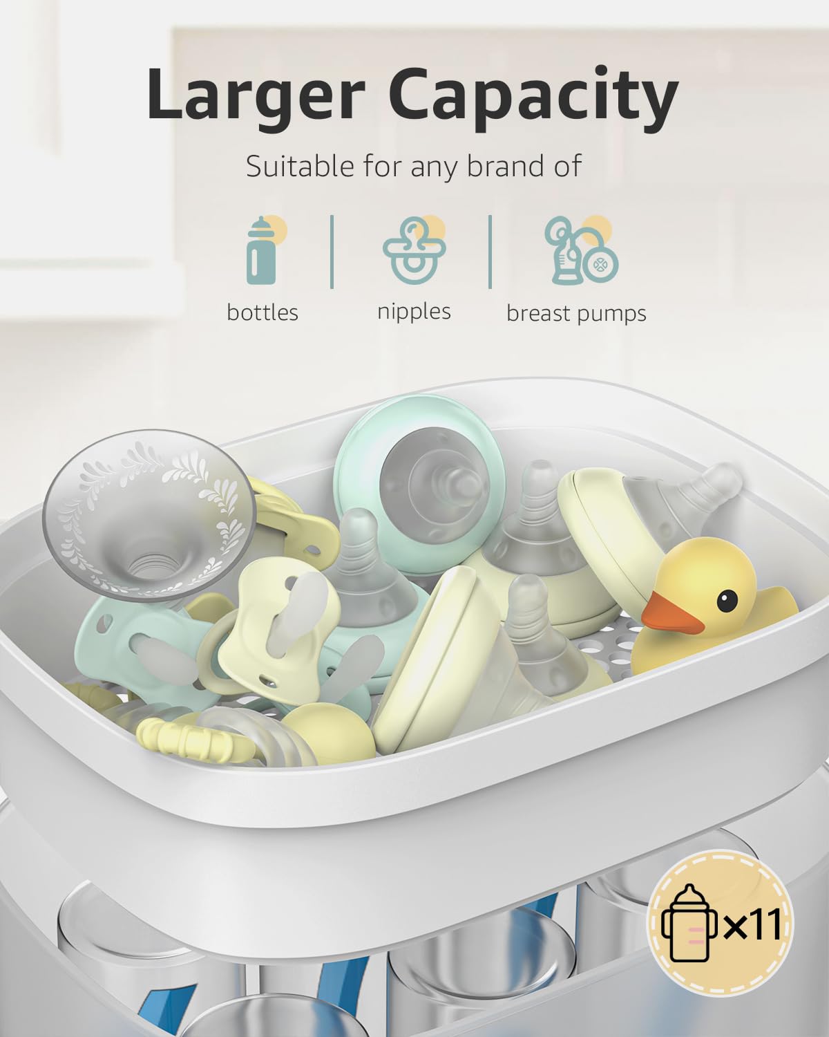 HAUTURE Bottle Sterilizer and Dryer, Esterilizador De Biberones, One-Dial Control Steam Baby Bottle Sterilizer for Baby Stuffs, Bottles & Breast Pump Accessories