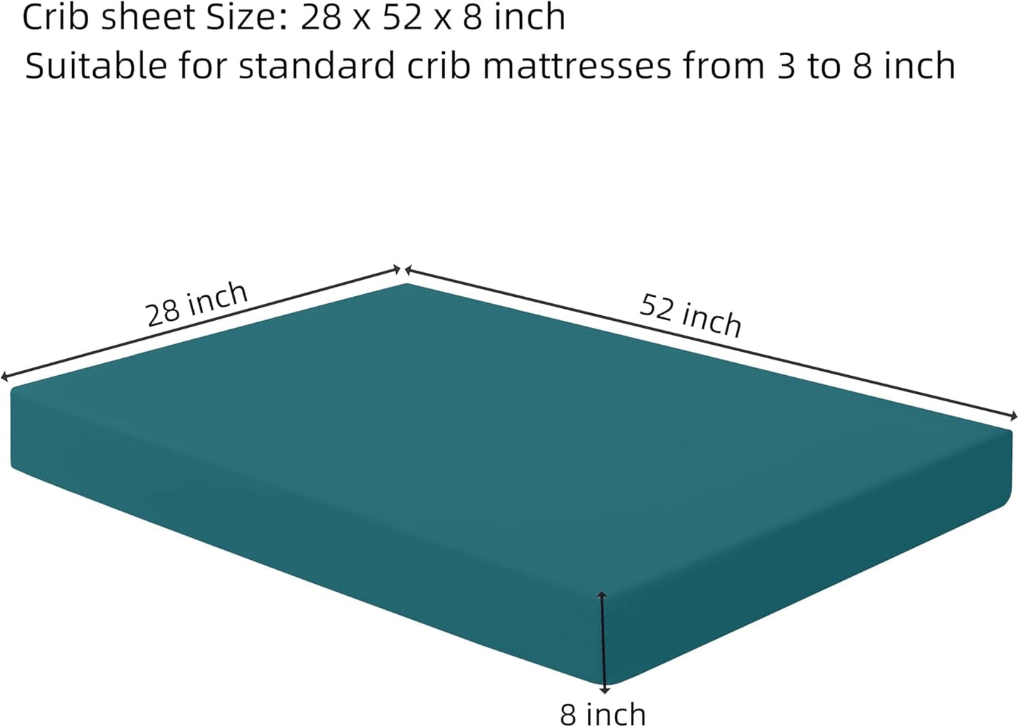 HBHLFZ Crib Sheets for Boys, Girls, 28x52 Inch Fitted Crib Sheet - 8 Inch Deep Pocketed Fixed Sheet - Soft and Comfortable Microfibre - Fits Standard cot and Toddler mattresses, Blue Green