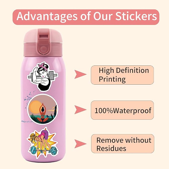 55 pcs Fitness Gym Workout Stickers, Motivational Weightlifting Yoga Exercise