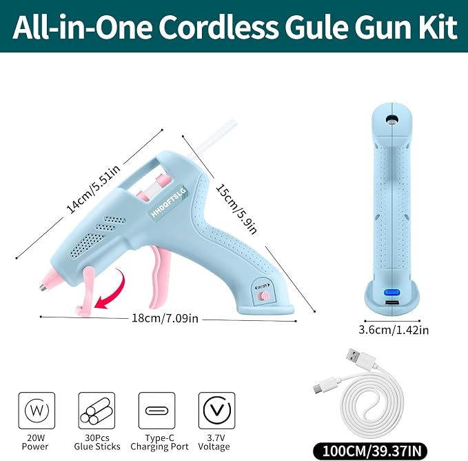 Cordless Hot Glue Gun, Fast Preheating